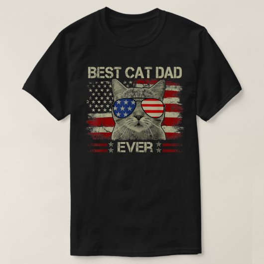 Mannen Amerikaanse vlag beste kat pap ooit grappig T-shirt (Design voorkant)