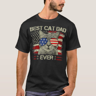 Mannen Amerikaanse vlag beste kat pap ooit grappig T-shirt