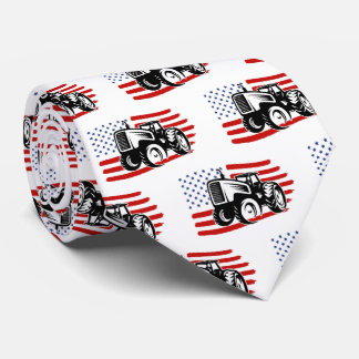 Mannen Amerikaanse Vlag Boerderij Tractor Stropdas