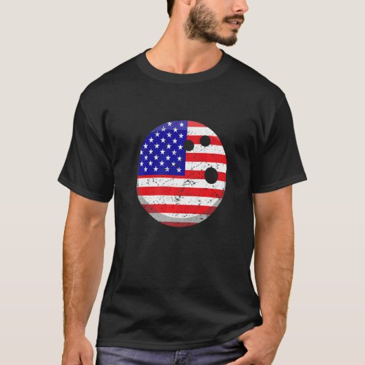 Mannen Amerikaanse vlag Bowling juli 4th USA Manne T-shirt (Voorkant)