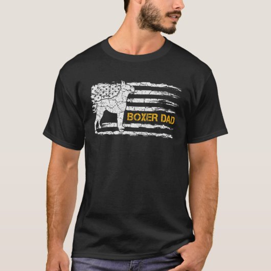 Mannen  Amerikaanse vlag Boxer Dog Dad Silho T-shirt (Voorkant)