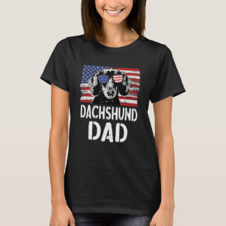 Mannen -Amerikaanse vlag Dachshund pap voor T-shirt