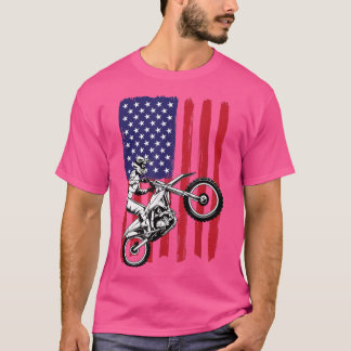 Mannen Amerikaanse vlag Dirt Bike Motocross End T-shirt