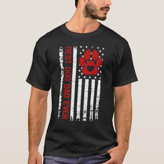 Mannen Amerikaanse vlag - Dog Paw print beste hon T-shirt (Voorkant)