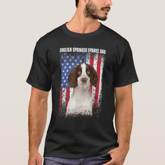 Mannen Amerikaanse vlag Engelse Springer Spaniel P T-shirt (Voorkant)
