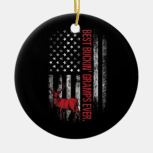 Mannen Amerikaanse vlag Flag Best Buckin' Gramps o Keramisch Ornament