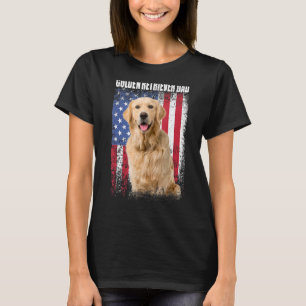 Mannen  Amerikaanse vlag Golden Retriever Dad Fa T-shirt