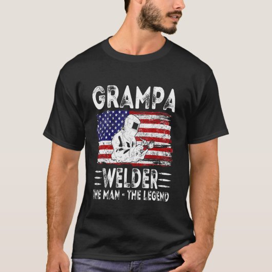 Mannen Amerikaanse vlag Grampa Welder Man L T-shirt (Voorkant)