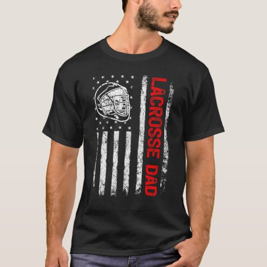 Mannen  Amerikaanse vlag laxhelm lacrosse papa T-shirt (Voorkant)