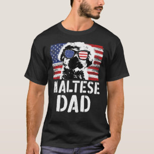Mannen  Amerikaanse vlag Maltese papa dog voor fa T-shirt