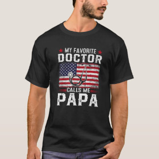 Mannen-Amerikaanse vlag Mijn favoriete dokter noem T-shirt
