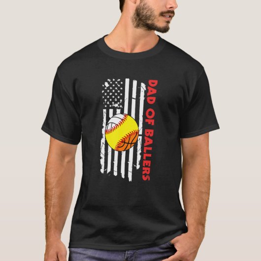 Mannen Amerikaanse vlag Papa Ballers Volleyball So T-shirt (Voorkant)