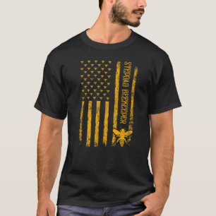 Mannen Amerikaanse vlag stiefvader imker vader T-shirt