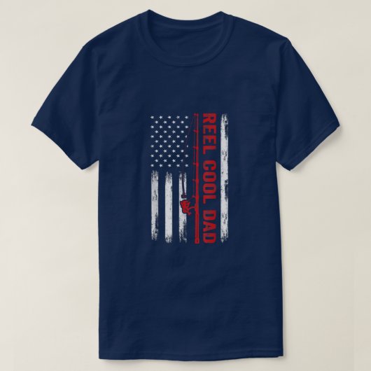 Mannen Amerikaanse vlag Vist Reel Cool Dad Fathers T-shirt (Design voorkant)