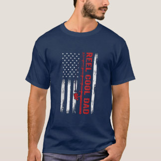 Mannen Amerikaanse vlag Vist Reel Cool Dad Fathers T-shirt