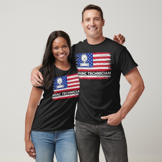 Mannen  Amerikaanse vlaggen-Hvac-technicus verlaat T-shirt (Unisex)