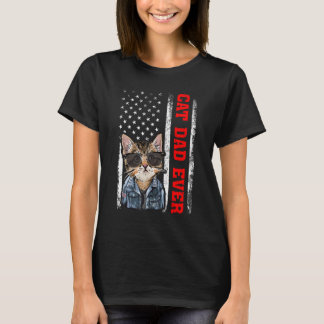 Mannen -Amerikaanse vlagkat pa Ever Fathers Da T-shirt