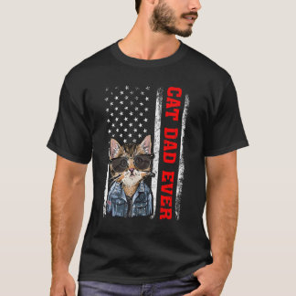 Mannen -Amerikaanse vlagkat pa Ever Fathers Da T-shirt