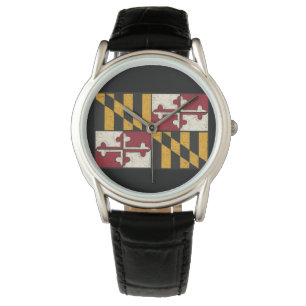 Mannen Antiek Maryland Flag Watch/Black Horloge