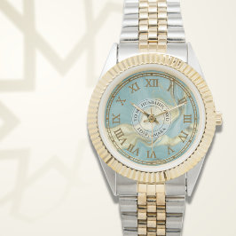 Mannen Aqua Marble Roman Numeral Horloge – Eid Gif