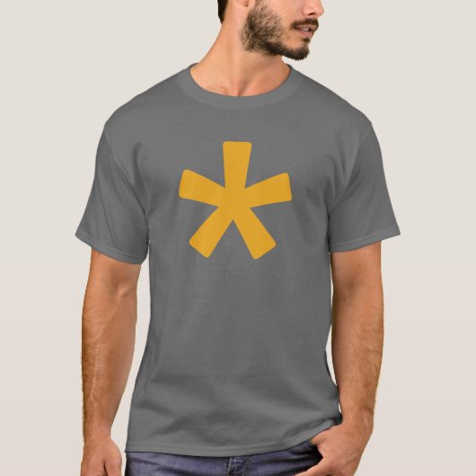 Mannen Asterisk T-Shirt (Donkergrijs met mosterd) (Voorkant)
