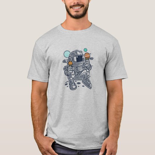 Mannen Astronaut Ice Cream T-shirt (Voorkant)