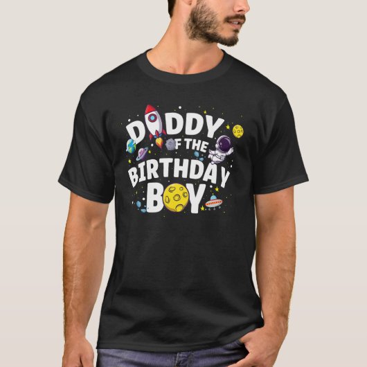 Mannen Astronaut Space Theme Pappa van de geboorte T-shirt (Voorkant)