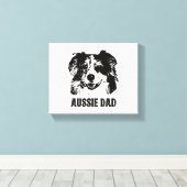 Mannen Aussie Pa - Australische Shepherd Dog Dad Canvas Afdruk (Insitu (Houten vloer))