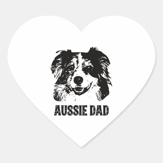 Mannen Aussie Pa - Australische Shepherd Dog Dad Hart Sticker (Voorkant)