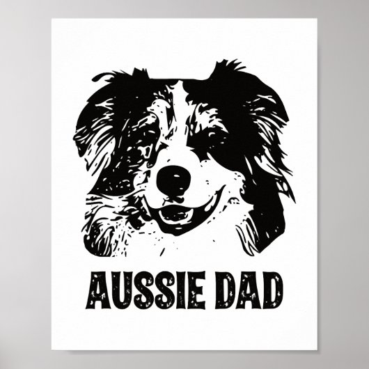 Mannen Aussie Pa - Australische Shepherd Dog Dad Poster (Voorkant)