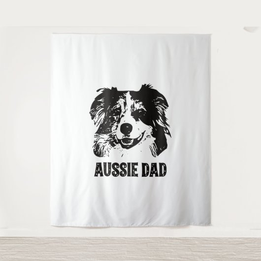 Mannen Aussie Pa - Australische Shepherd Dog Dad Wandkleed (Voorkant)