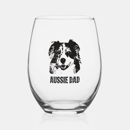 Mannen Aussie Pa - Australische Shepherd Dog Dad Wijnglas Zonder Voet (Voorkant)