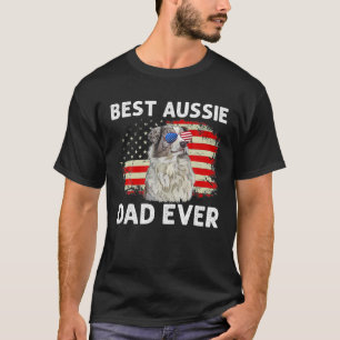 Mannen Australian Shepherd.Papa American Flag Dog T-shirt