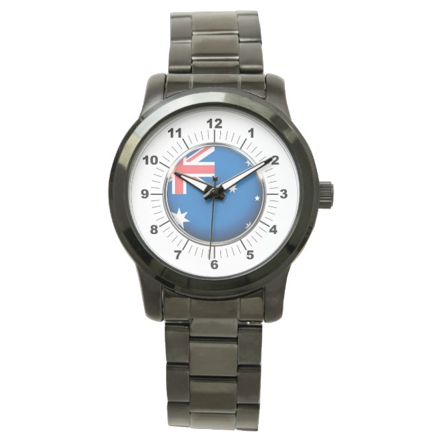 Mannen Australië Vlag Oversized zwart horloge (Voorkant)