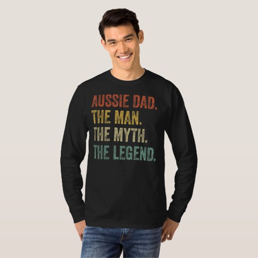 Mannen Australische Herder Aussie Pap De Man Mythe T-shirt (Voorkant volledig)