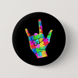 Mannen Autism Awareness Gebarentaal Cadeaus Asl Li Ronde Button 5,7 Cm