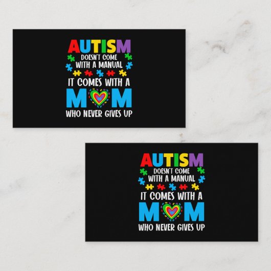 Mannen autisme komt niet met een handmatige moeder visitekaartje (Voorkant / Achterkant)