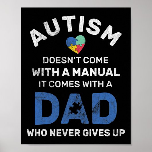 Mannen autisme Papa geeft nooit autisme voorlichti Poster (Voorkant)