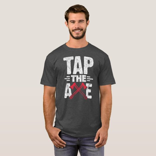 Mannen Ax Hatchet schuin omhulsel T-shirt (Voorkant volledig)