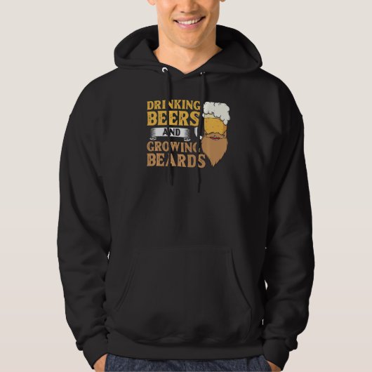 Mannen baard en bier Drink haargroei Hoodie (Voorkant)