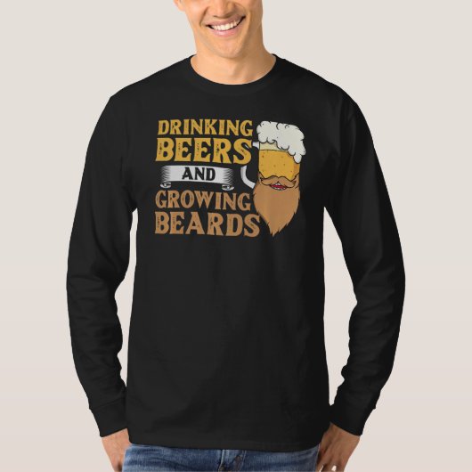 Mannen baard en bier Drink haargroei T-shirt (Voorkant)