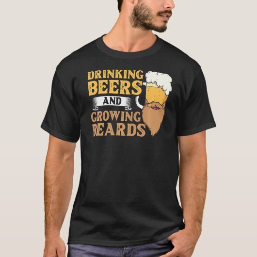 Mannen baard en bier Drink haargroei T-shirt (Voorkant)