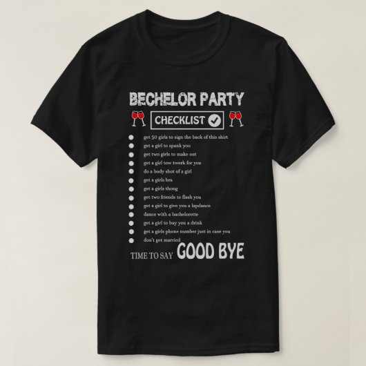 Mannen Bachelor Party Checklist Funny Groom design T-shirt (Design voorkant)
