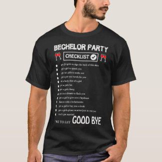 Mannen Bachelor Party Checklist Funny Groom design T-shirt