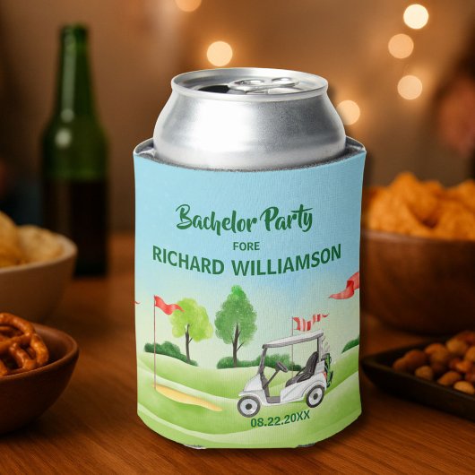 Mannen Bachelor Party Golf Thema Naam Datum Blikjeskoeler