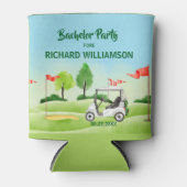 Mannen Bachelor Party Golf Thema Naam Datum Blikjeskoeler (Voorkant)