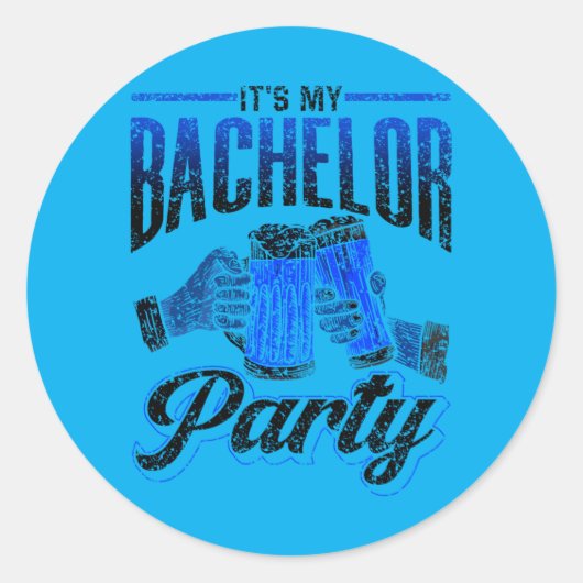 Mannen Bachelorfeest Bruid Bruidegom Team Uitvoeri Ronde Sticker (Voorkant)