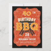 Mannen Backyard BBQ Verjaardagsfeest Rustiek Zwart Kaart (Voorkant)