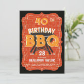 Mannen Backyard BBQ Verjaardagsfeest Rustiek Zwart Kaart (Staand voorkant)