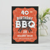 Mannen Backyard Verjaardag BBQ Rustiek Zwart Kaart (Staand voorkant)